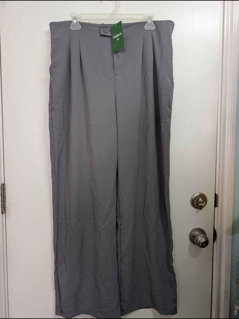 HALARA Wide-Leg Work Pants in Gray